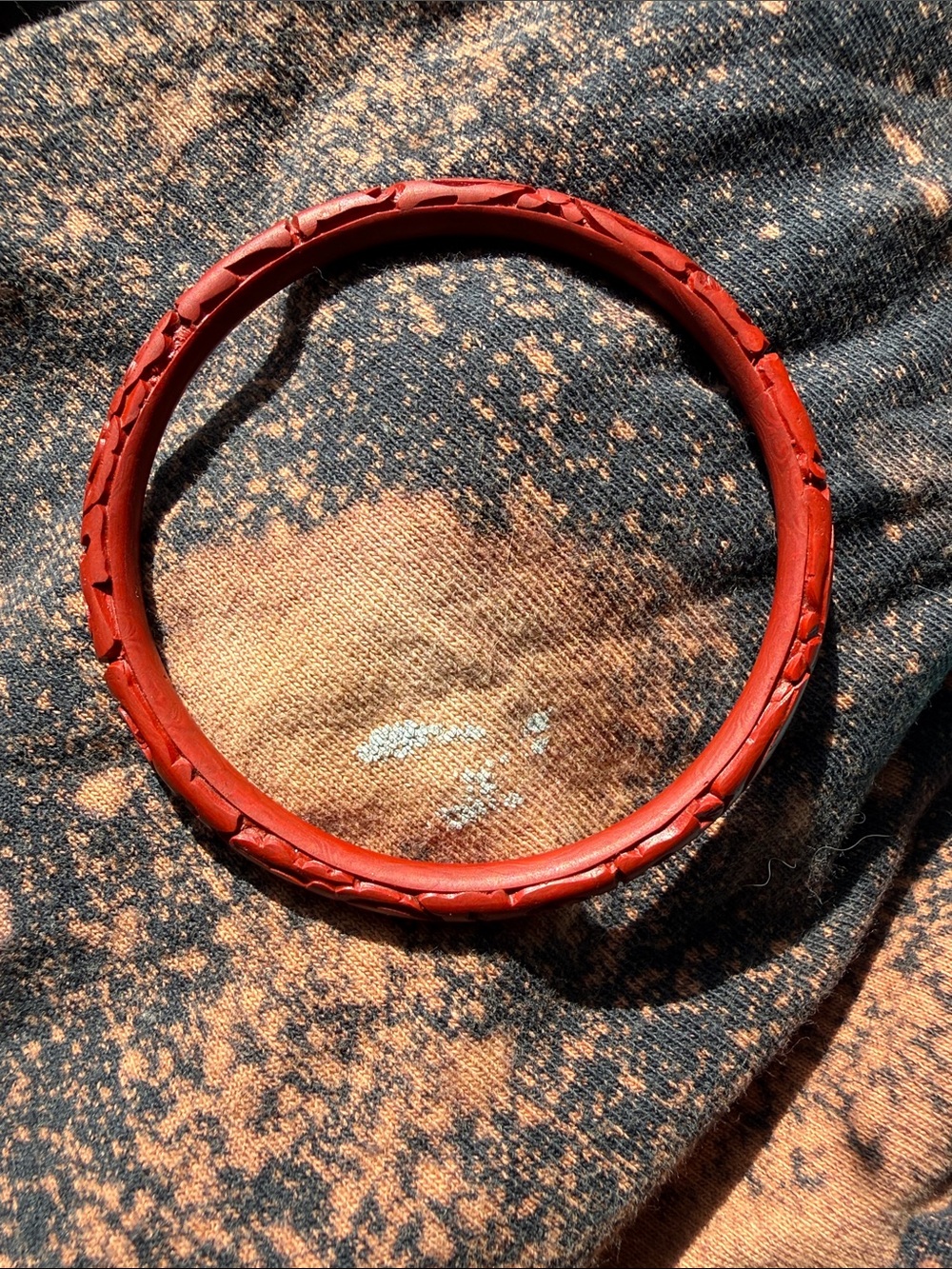 Vintage Chinese carved cinnabar bangle bracelet